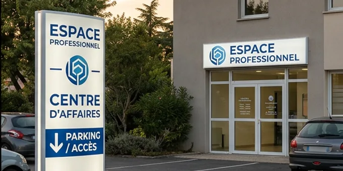 Après : Agence immobilière — panneau directionnel